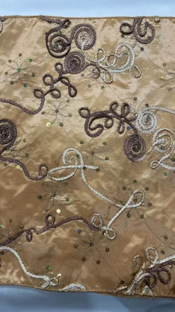 8pcs - Ribbon Taffeta Sequins Table Runner 14"x108" - Gold/Brown
