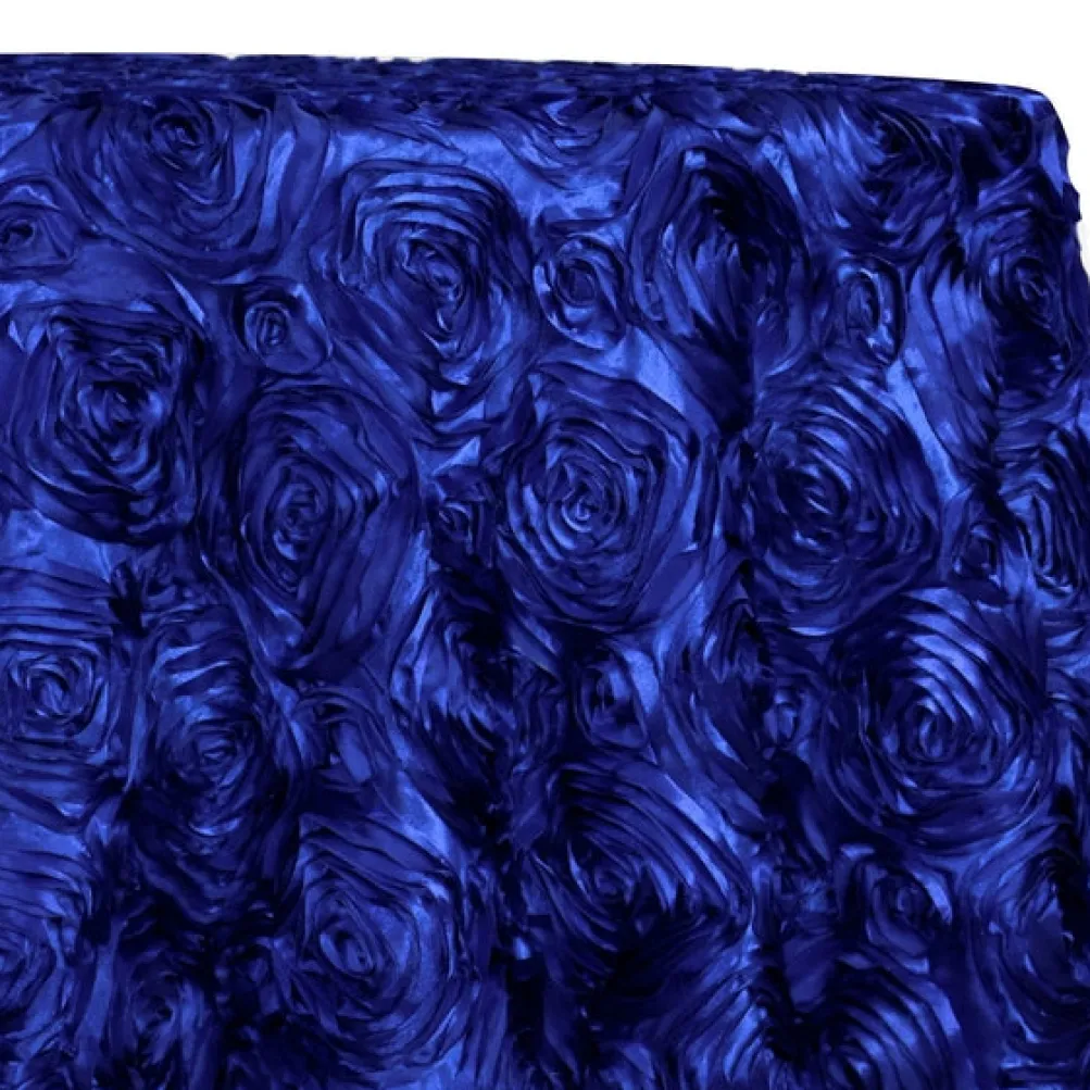 5pcs - Rose Satin (3D) Table Linen 132" Round - Royal
