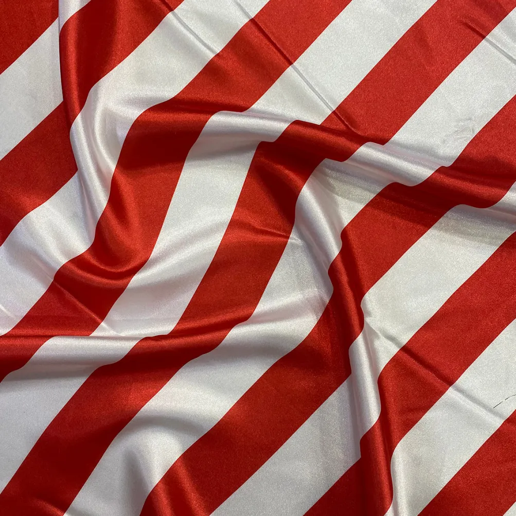 10pcs - 2" Satin Stripe Table Linen 72"x72" Square - White and Red