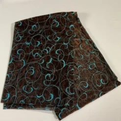 10pcs - Swirl Embroidery Sheer - 72"x72" Square - Turquoise on Brown