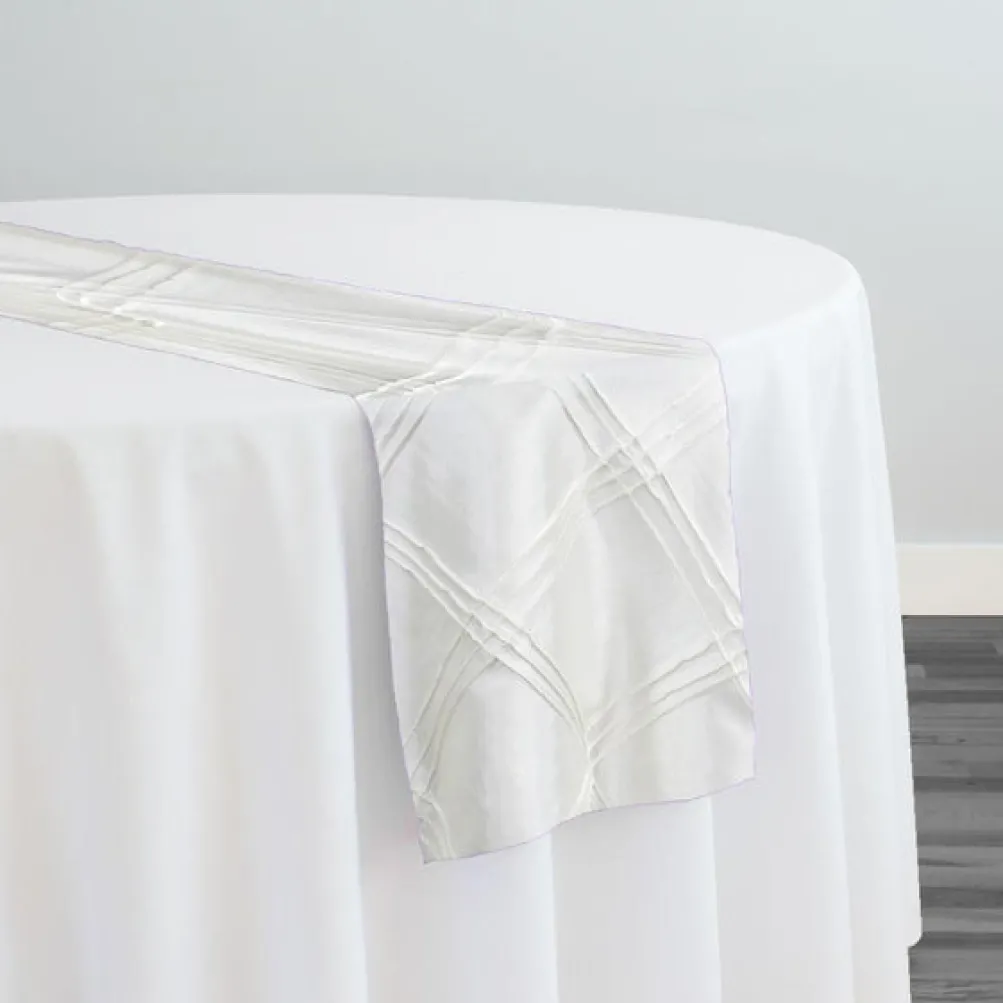 10pcs - Triple Pleat Pintuck Table Runner 14"x108" - White