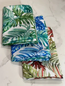 2pcs - Tropical Print (Dupioni) Table Linen in Red (90