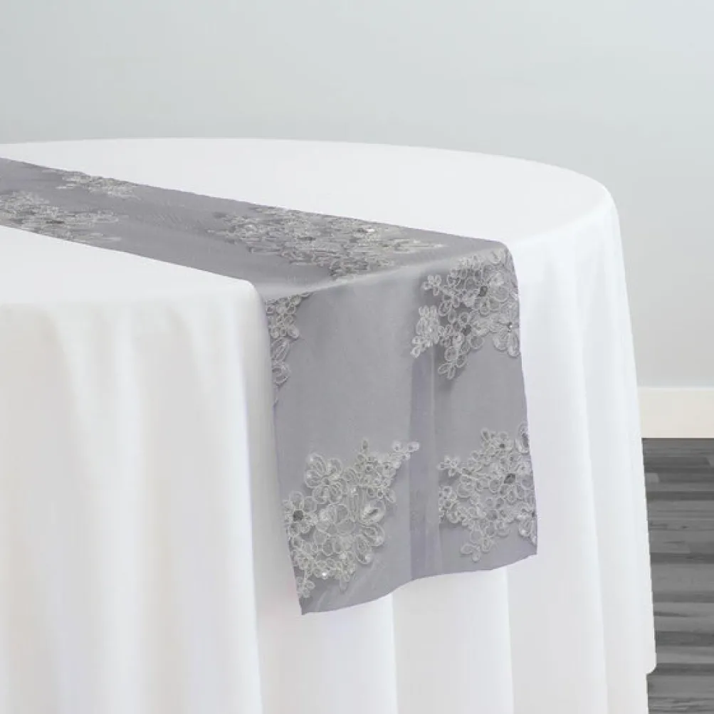 12pcs - Venetian Lace Table Runner 14"x120" - White