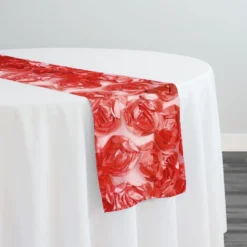 Peony Bouquet Table Runner in Coral