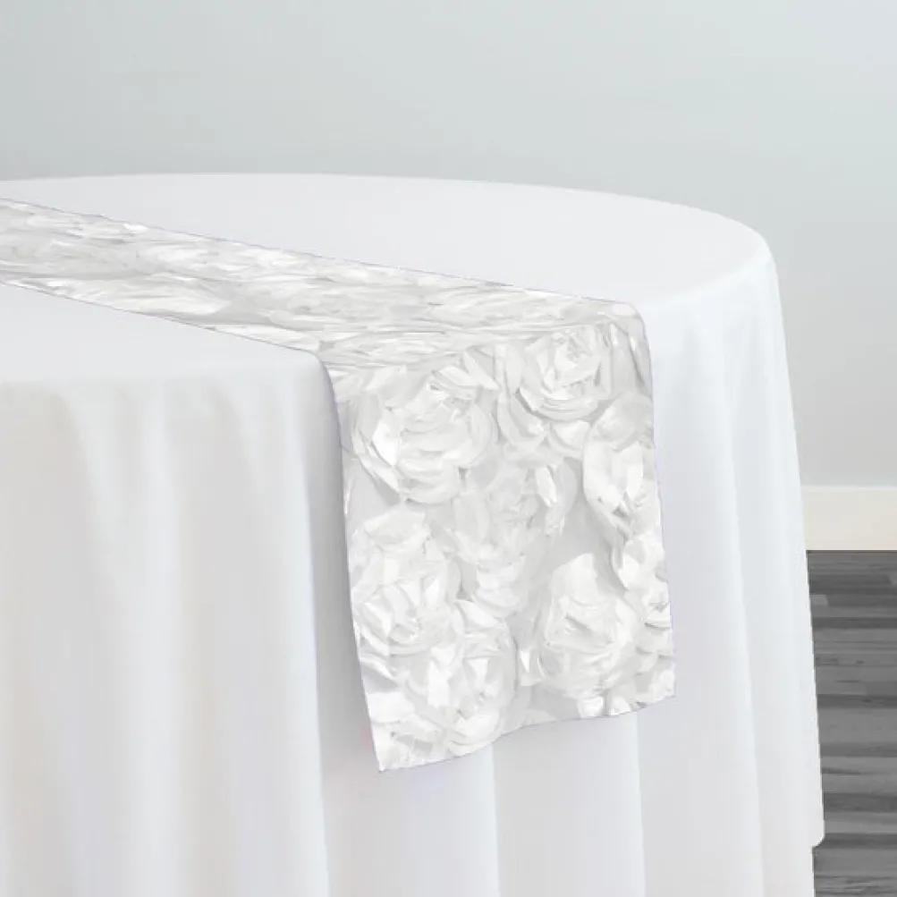 Peony Bouquet Table Runner in White