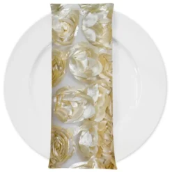 Peony Bouquet (w/ Poly Lining) Table Napkin in Champagne
