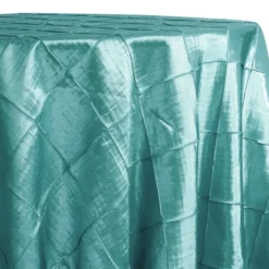 4" Pintuck Taffeta Table Linen in Teal Green 078