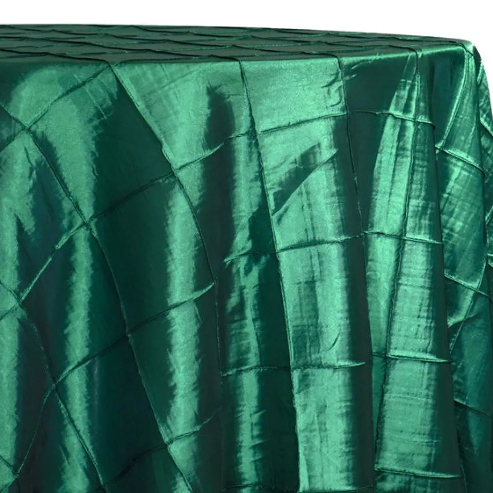 4" Pintuck Taffeta Table Linen in Hunter Green