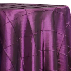 4" Pintuck Taffeta Table Linen in Eggplant 006