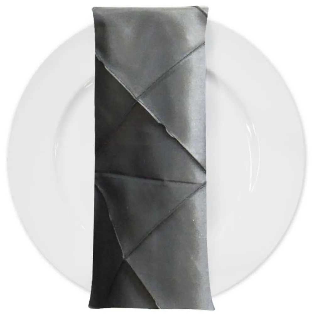 4" Pintuck Taffeta Table Napkin in Charcoal