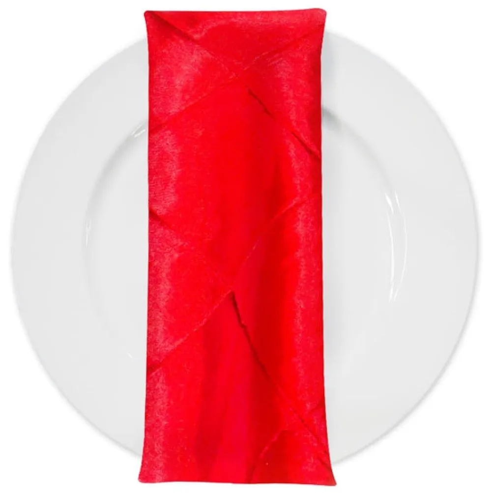 4" Pintuck Taffeta Table Napkin in Red 099