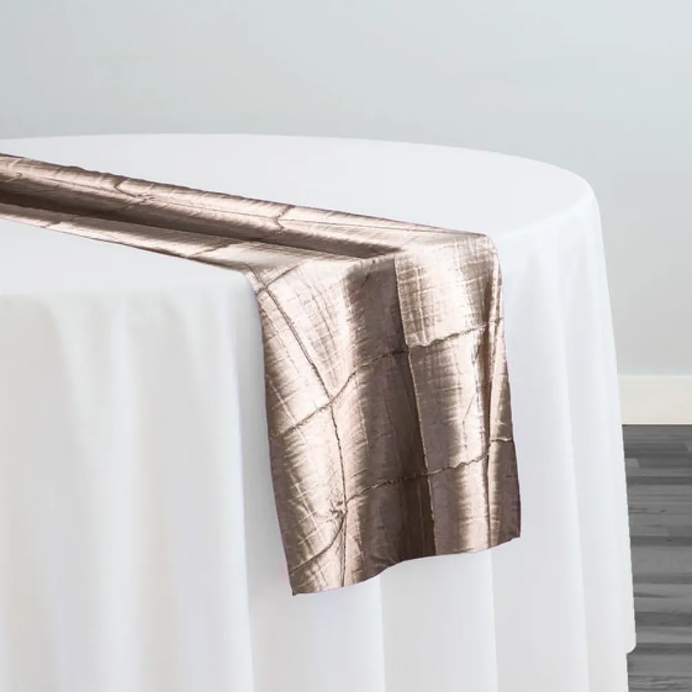4" Pintuck Taffeta Table Runner in Chocolate