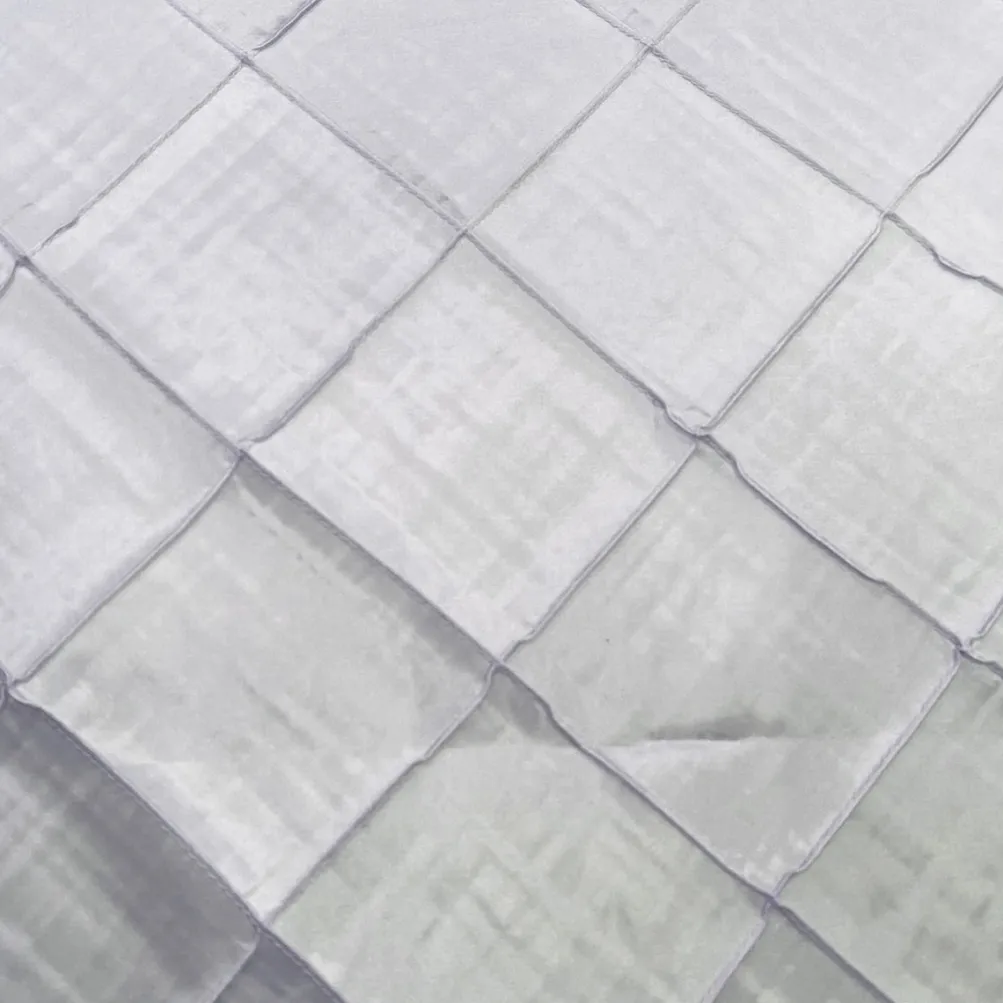 4" Pintuck Taffeta Table Runner in White