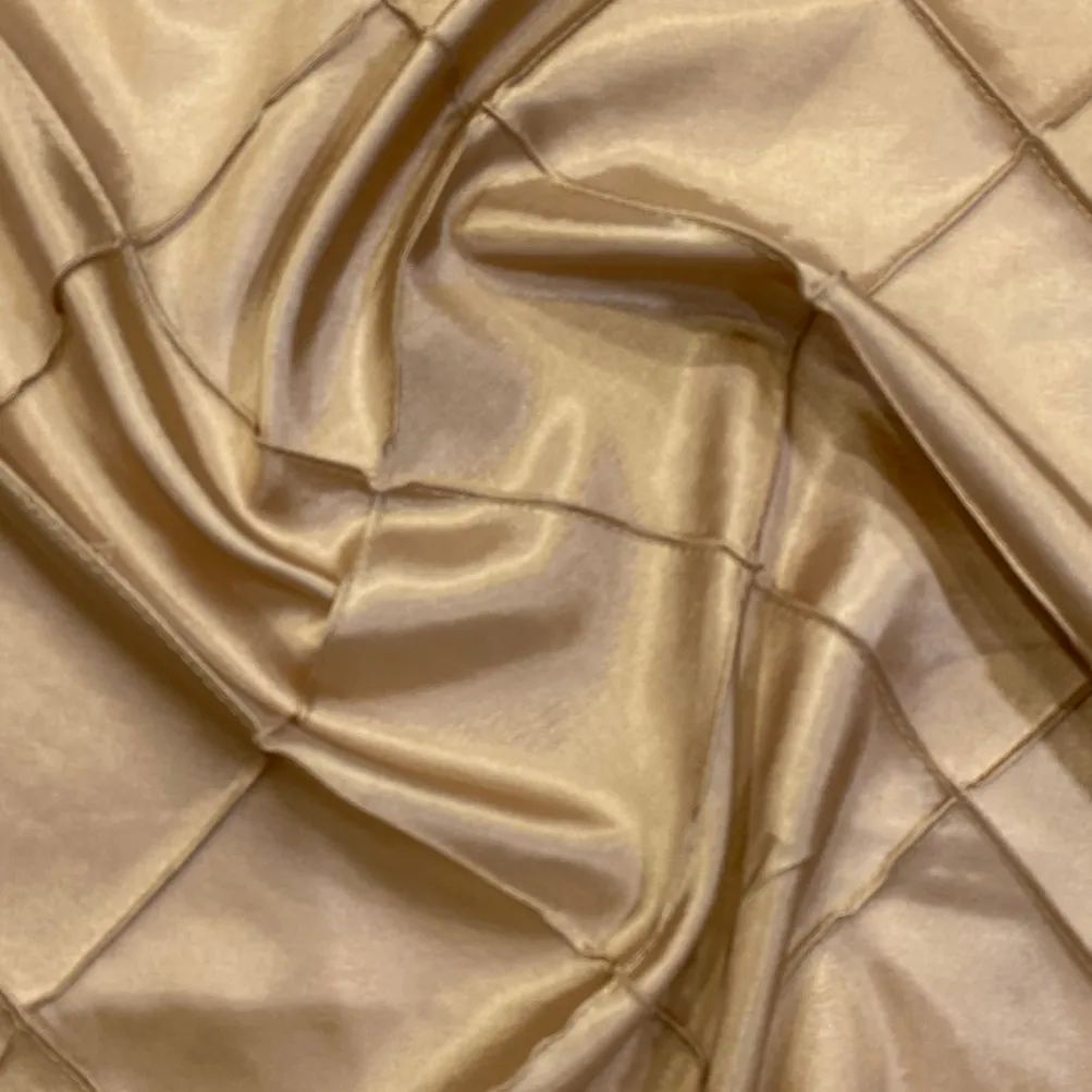 4" Pintuck Taffeta Table Runner in Taupe Gold