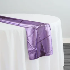 4" Pintuck Taffeta Table Runner in Purple 079