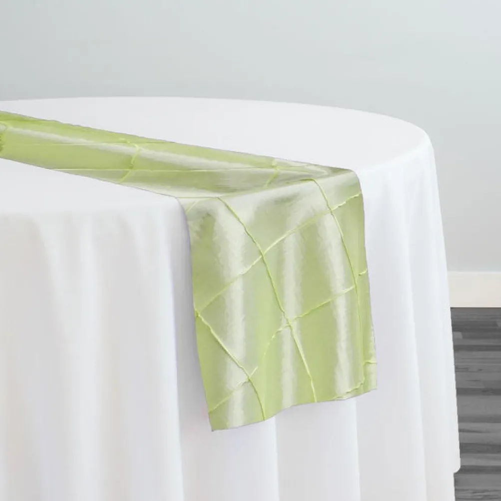 4" Pintuck Taffeta Table Runner in LT Sage 090