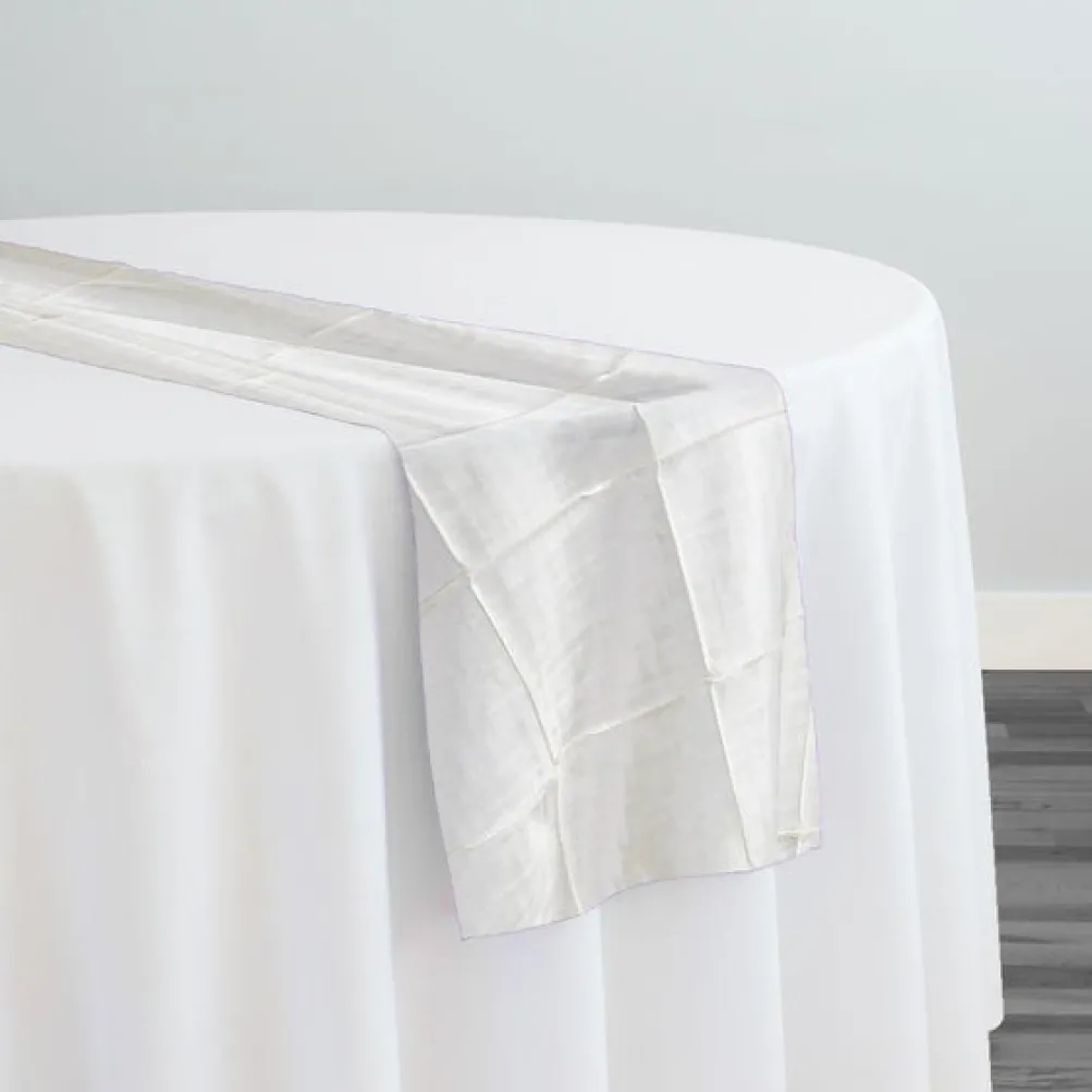 4" Pintuck Taffeta Table Runner in Ivory