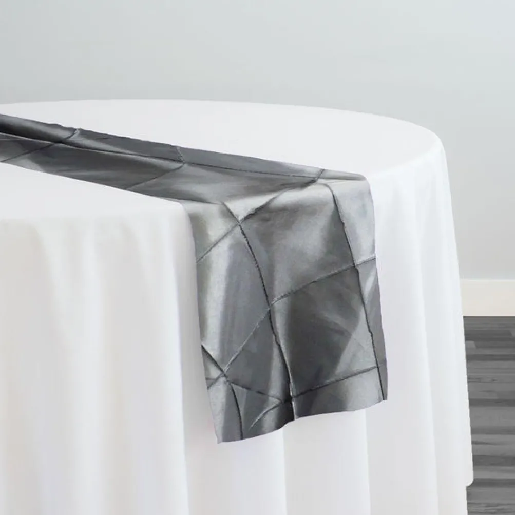4" Pintuck Taffeta Table Runner in Charcoal