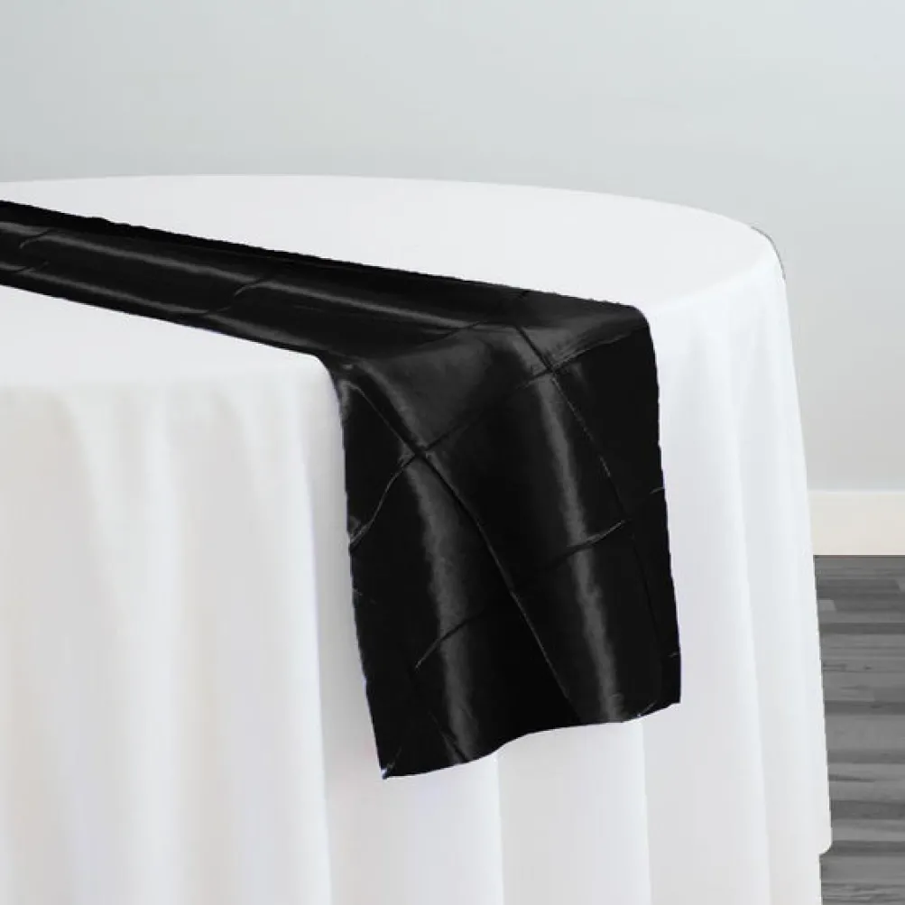 4" Pintuck Taffeta Table Runner in Black
