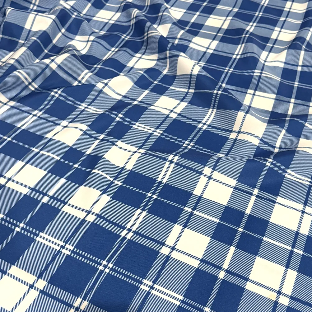 Plaid (Poly Print) Table Linen in Harbor Blue