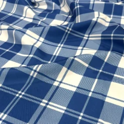 Plaid (Poly Print) Table Linen in Harbor Blue