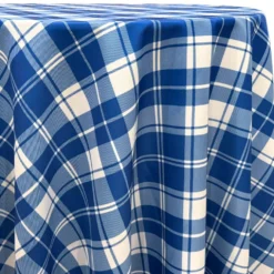 Plaid (Poly Print) Table Linen in Harbor Blue