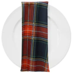 Plaid (Poly Print) Table Napkin in Red and Green