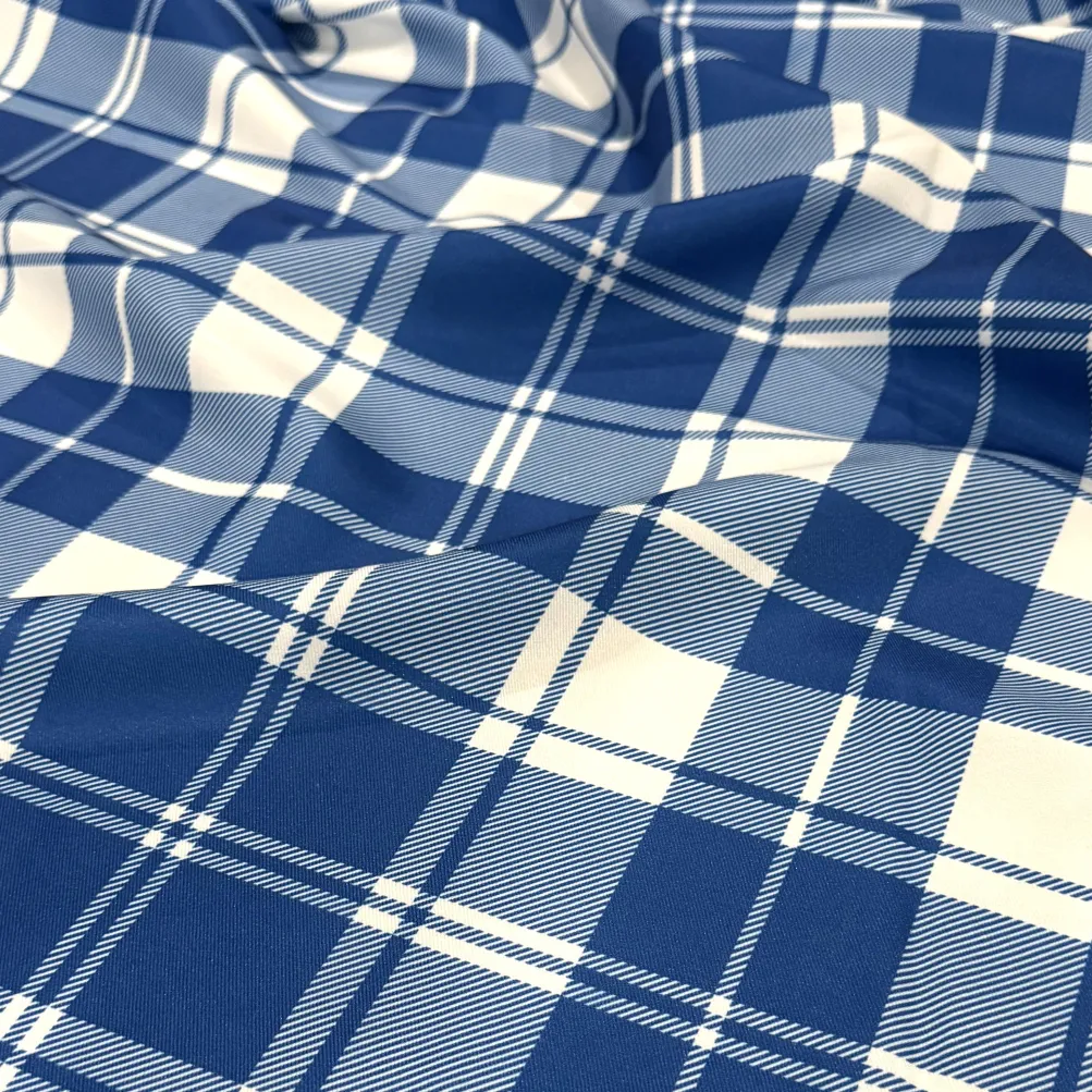 Plaid (Poly Print) Table Napkin in Harbor Blue