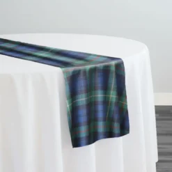 Plaid (Poly Print) Table Runner in Green