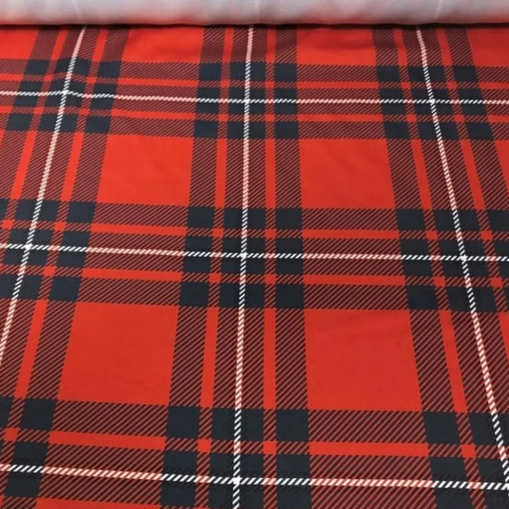 Plaid (Poly Print) Table Runner in Red and White