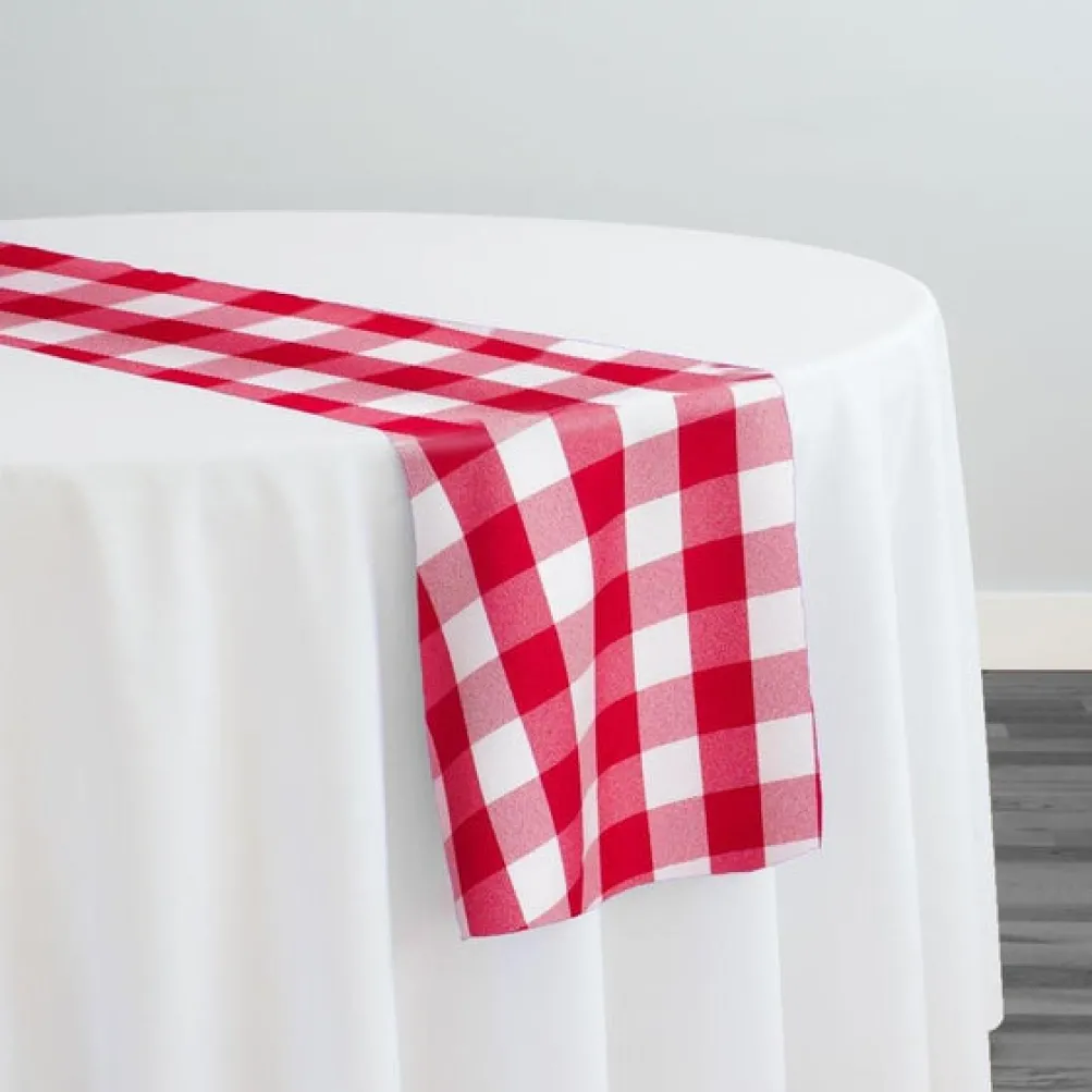 Polyester Checker (Gingham) Table Runner in Red