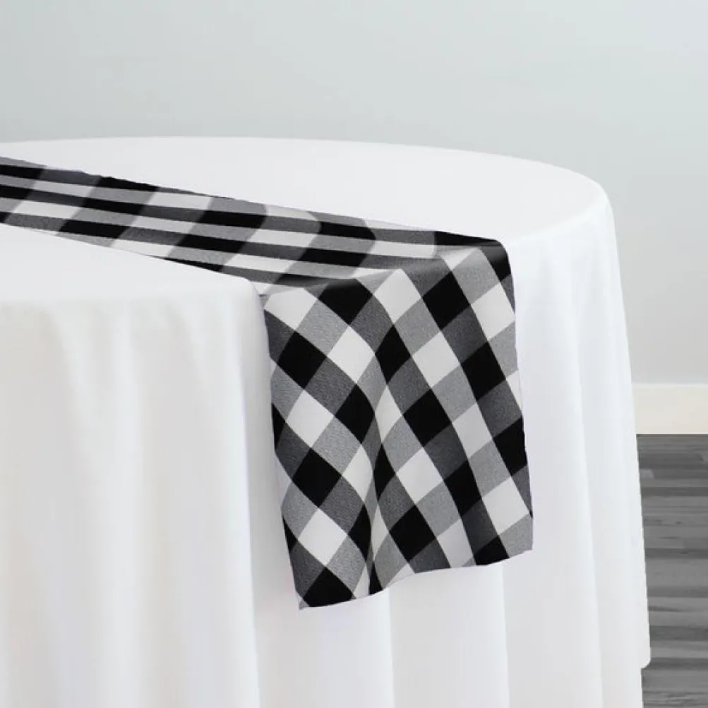 Polyester Checker (Gingham) Table Runner in Black