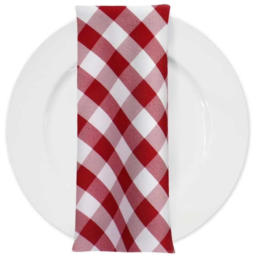 Polyester Checker (Gingham) Table Napkin in Red