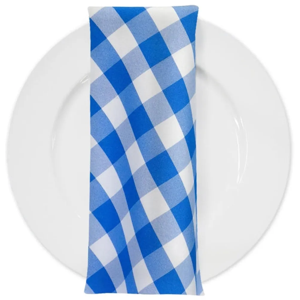 Polyester Checker (Gingham) Table Napkin in Royal
