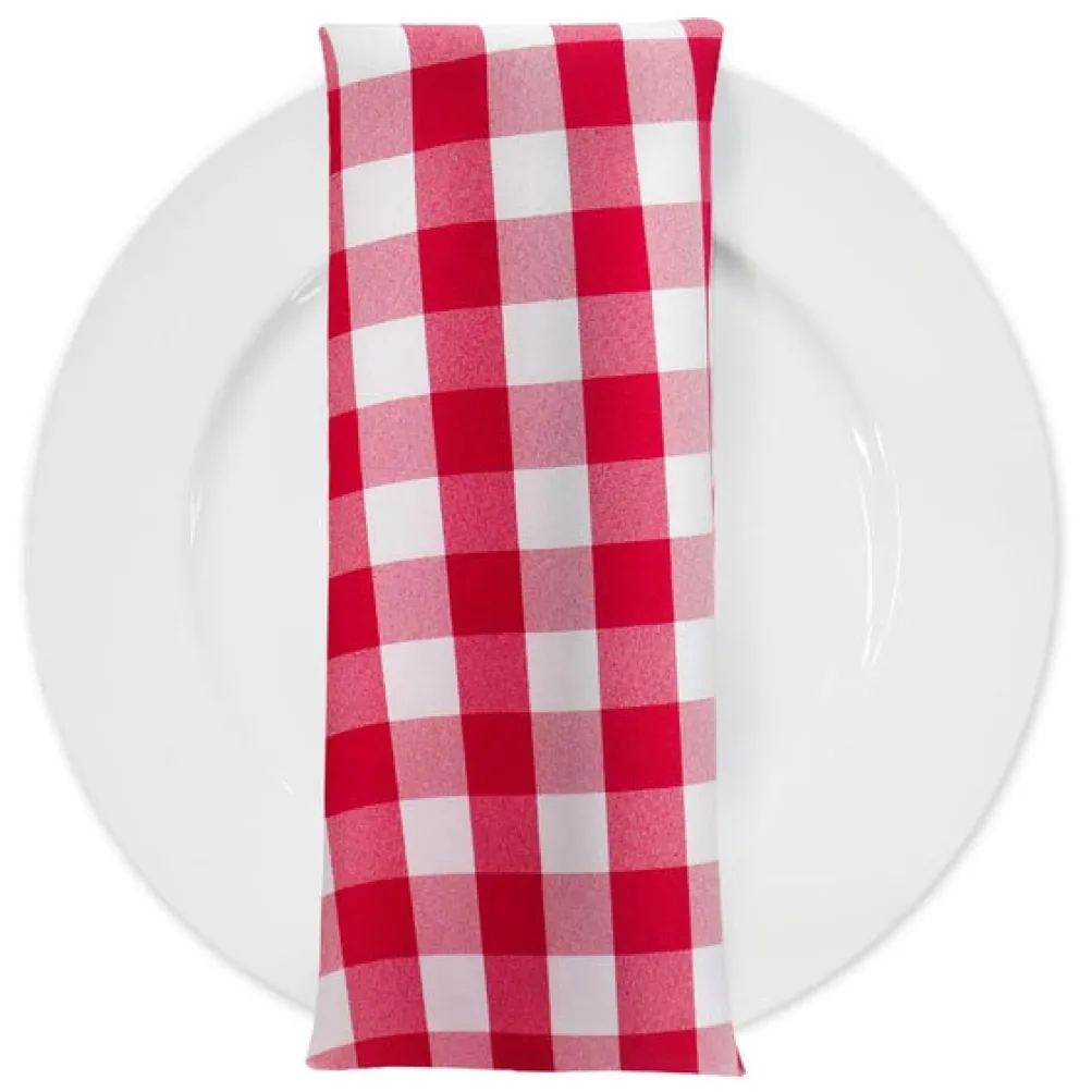 Polyester Checker (Gingham) Table Napkin in Fuchsia