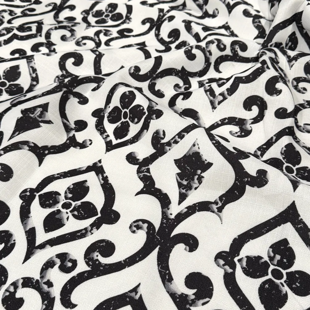 Portofino (Slub Print) Table Linen in Black