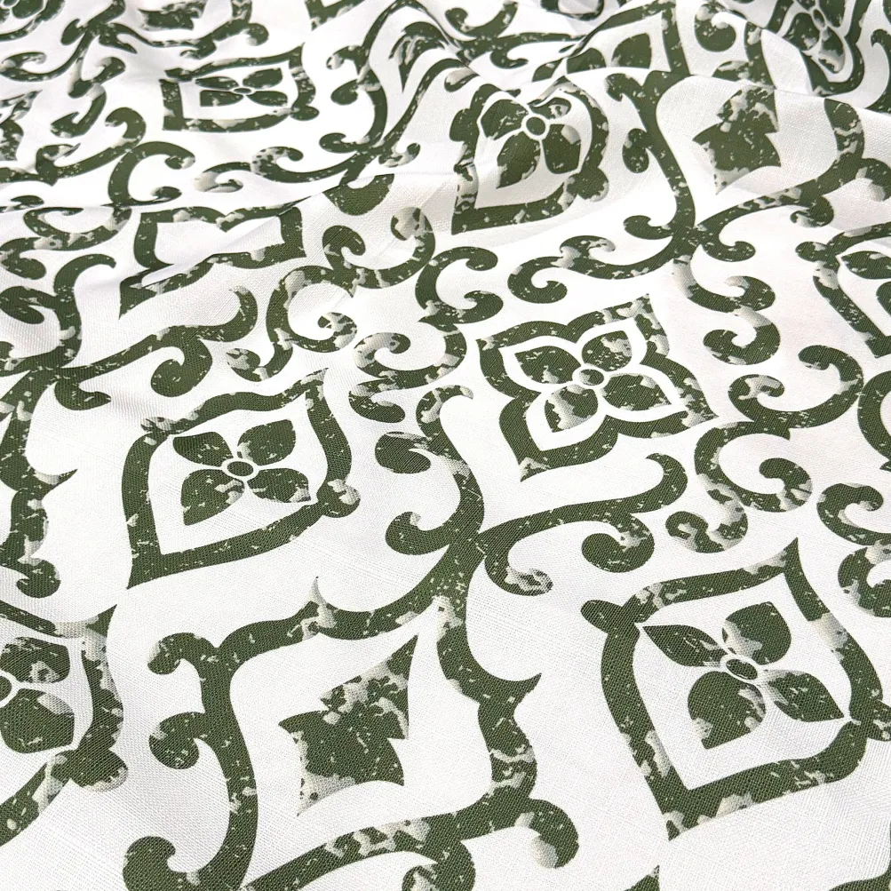 Portofino (Slub Print) Table Linen in Willow Green