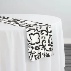 Portofino (Slub Print) Table Runner in Black
