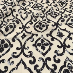 Portofino (Slub Print) Table Runner in Black / Taupe