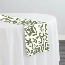 Portofino (Slub Print) Table Runner in Willow Green