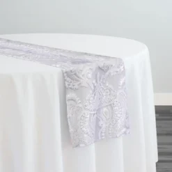 Princess Lace Table Runner in White and White