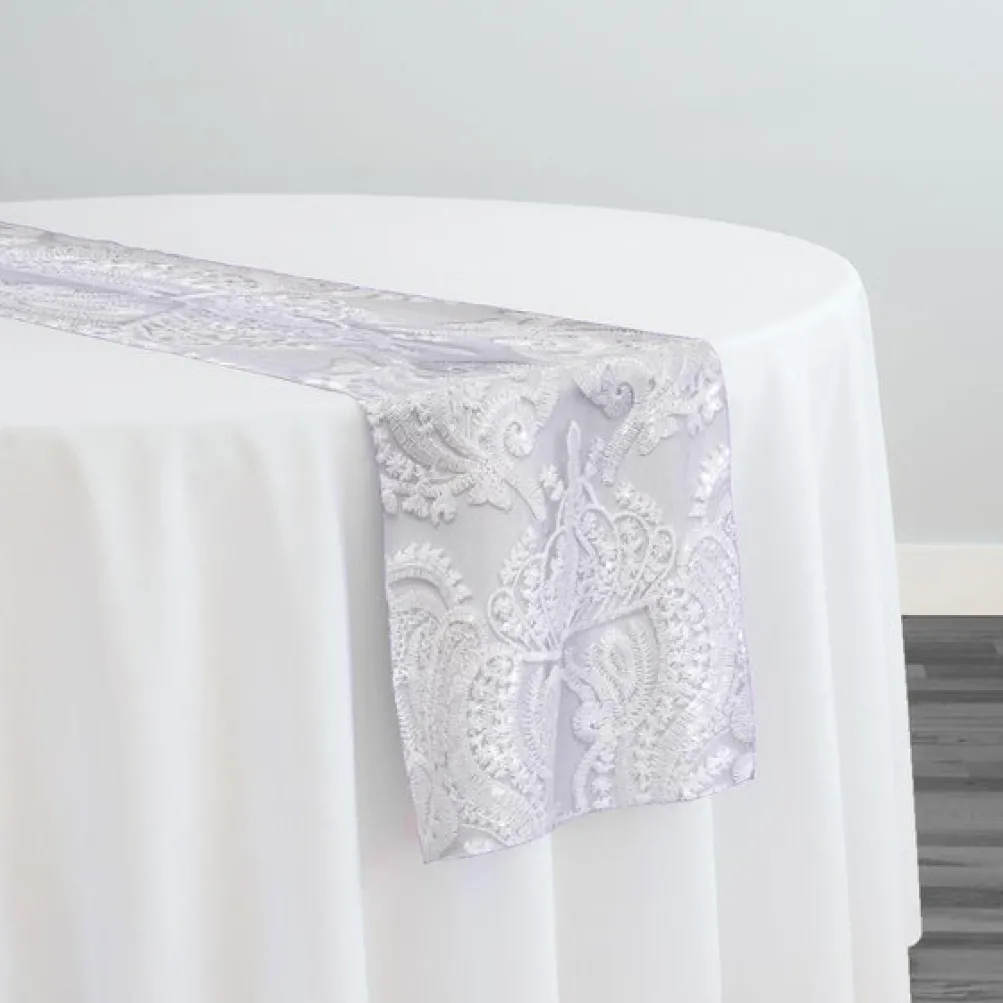 Princess Lace Table Runner in White and White