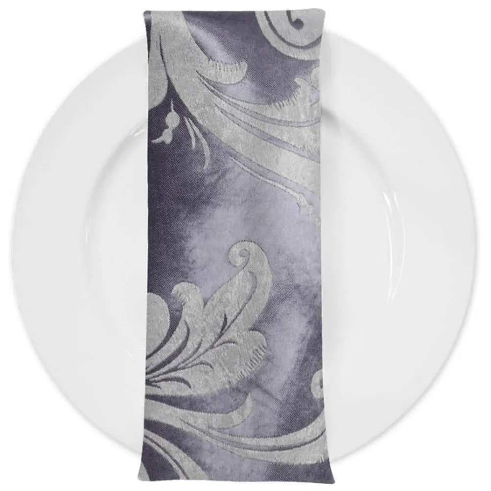 Regal Jacquard (Reversible) Table Napkin in Purple and Grey