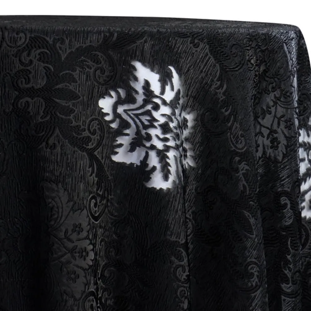 Regency Damask Sheer Table Linen in Black