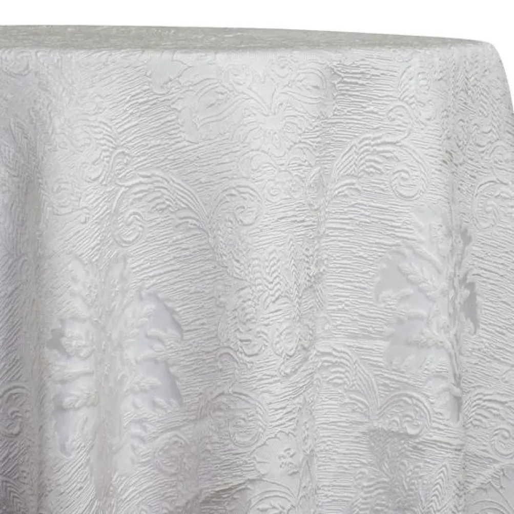 Regency Damask Sheer Table Linen in White
