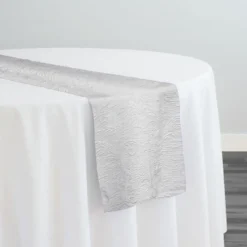 Regency Damask Sheer Table Runner in White