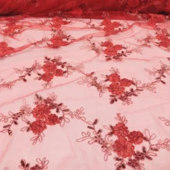 Ribbon Mesh Lace Table Linen in Red