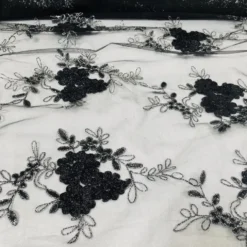 Ribbon Mesh Lace Table Linen in Black