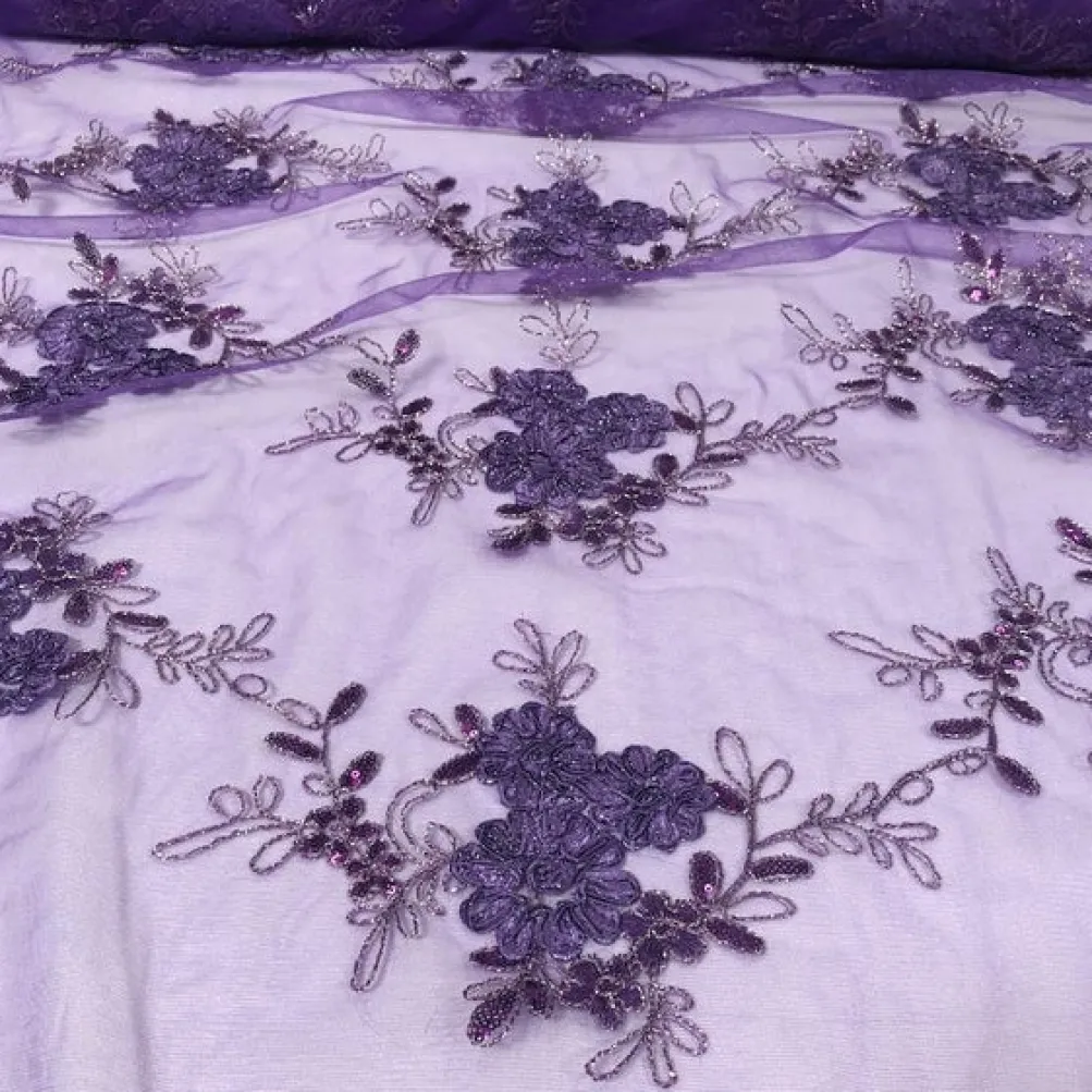 Ribbon Mesh Lace Table Linen in Purple