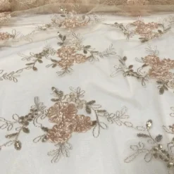 Ribbon Mesh Lace Table Runner in Champagne